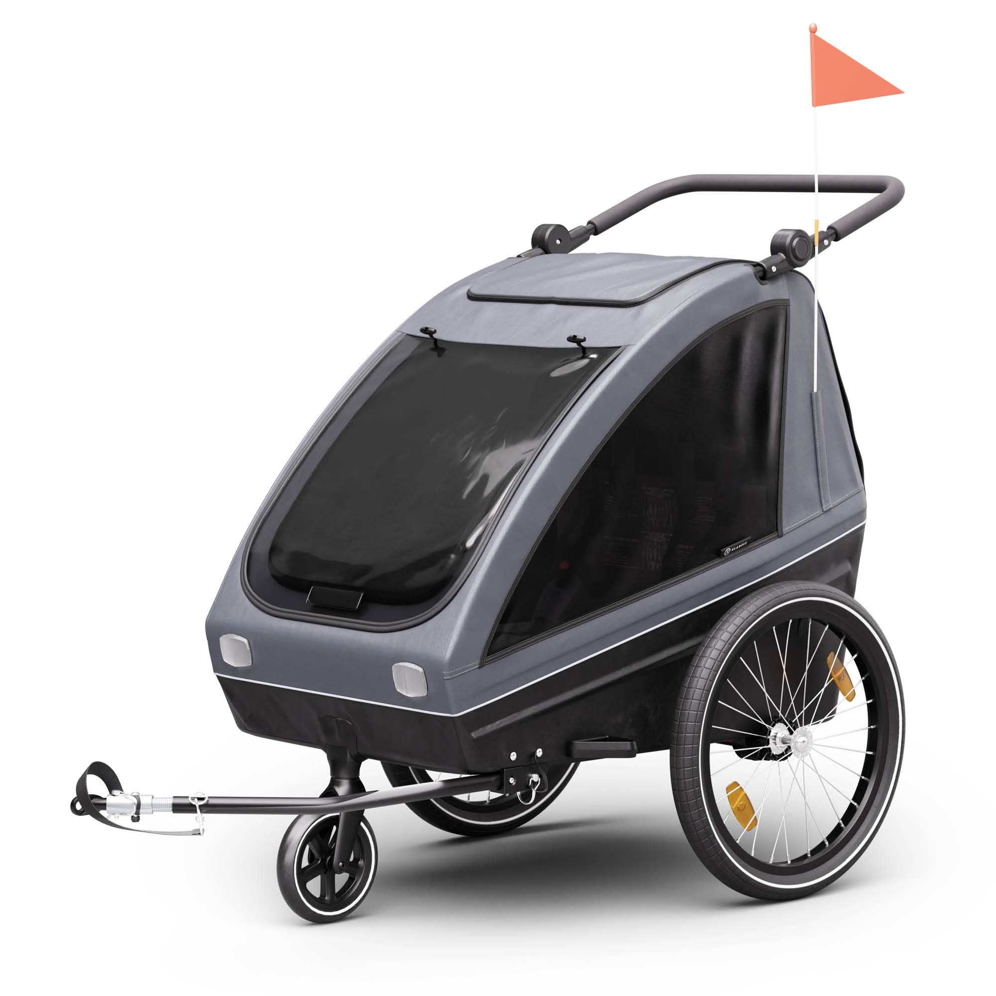 KLARFIT GoKiddo, príves na bicykel, príves/kočík, skladací, integrované brzdy, rastúci, pre 2 deti 1 KLARFIT GoKiddo, príves na bicykel, príves/kočík, skladací, integrované brzdy, rastúci, pre 2 deti