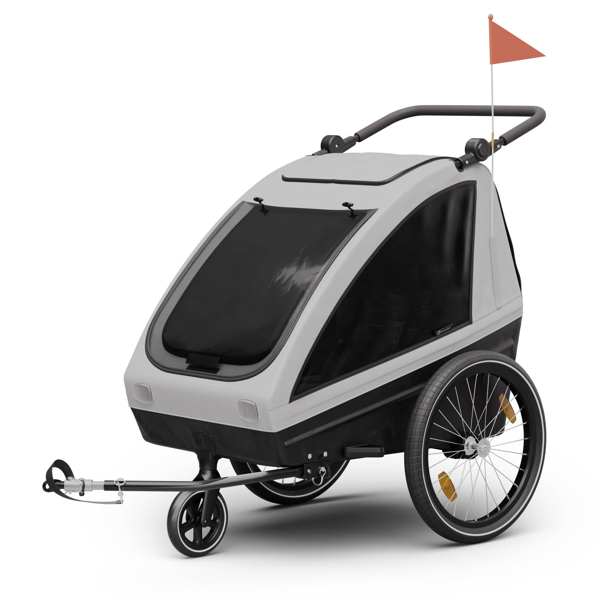 KLARFIT GoKiddo, príves na bicykel, príves/kočík, skladací, integrované brzdy, rastúci, pre 2 deti 1 KLARFIT GoKiddo, príves na bicykel, príves/kočík, skladací, integrované brzdy, rastúci, pre 2 deti